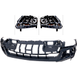 3-Piece Kit Front Primed Bumper Cover CAPA Certified, includes (2) Headlight and (1) Bumper Cover