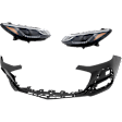 3-Piece Kit Driver and Passenger Side Headlight, Includes (2) Headlight and (1) Bumper Cover