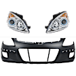 3-Piece Kit Driver and Passenger Side Headlight, Includes (2) Headlight and (1) Bumper Cover