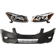2011-2012 Honda Accord - 3-Piece Kit Driver and Passenger Side Headlight, Includes (2) Headlight and (1) Bumper Cover