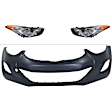 2011-2013 Hyundai Elantra - 3-Piece Kit Driver and Passenger Side Headlight, Includes (2) Headlight and (1) Bumper Cover