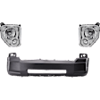 2012 Jeep Liberty - 3-Piece Kit Driver and Passenger Side Halogen Headlight, With bulb(s), For Models With Chrome Insert, OE Replacement, CAPA Certified Includes (2) Headlight and (1) Bumper Cover