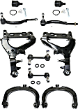 10-Piece Kit Front, Driver and Passenger Side, Upper and Lower Control Arm Kit, Includes (2) Ball Joint, (4) Control Arm, (2) Sway Bar Link, and (2) Tie Rod End