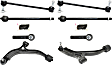 8-Piece Kit Front, Driver and Passenger Side, Lower Control Arm Kit, Includes (2) Control Arm, (2) Sway Bar Link, and (4) Tie Rod End