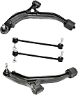 4-Piece Kit Front, Driver and Passenger Side, Lower Control Arm Kit, Includes (2) Control Arm and (2) Sway Bar Link