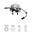 2-Wheel Set Front, Driver and Passenger Side Wheel Hub, 6 Lugs, With Bearing, With Sensor, RWD, Includes (2) Wheel Hub and (4) Tie Rod End