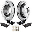2-Wheel Set Rear Brake Disc and Pad Kit, Cross-drilled and Slotted 6 Lugs 348.23 mm Ceramic Pro-Line Series, Includes (2) Disc and (1) Pad Set