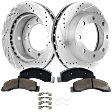 2-Wheel Set Front Brake Disc and Pad Kit, Cross-drilled and Slotted 8 Lugs 331 mm Semi-metallic 4WD Pro-Line Series, Includes (2) Brake Disc and (1) Brake Pad Set