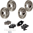 4-Wheel Set Front and Rear Brake Disc and Pad Kit, Plain Surface 5 Lugs Front-288.04 mm/Rear-232 mm Organic Pro-Line Series, Includes (4) Disc and (2) Pad Set