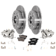2-Wheel Set Rear Brake Kit With Calipers, Plain Surface 5 Lugs 259.59 mm Ceramic FWD, Includes (2) Caliper, (2) Disc, and (1) Pad Set