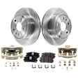 2-Wheel Set Rear Brake Kit With Calipers, Plain Surface 5 Lugs 303.02 mm Ceramic, Includes (2) Brake Caliper, (2) Brake Disc and (1) Brake Pad Set