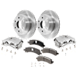 2-Wheel Set Rear Brake Kit With Calipers, Plain Surface 6 Lugs 325.12 mm Semi-metallic RWD, Includes (2) Brake Caliper, (1) Brake Pad Set and (2) Brake Disc