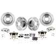 4-Wheel Set Front and Rear Brake Kit With Calipers, Plain Surface 6 Lugs Front-295.91 mm/Rear-286 mm Ceramic, Includes (4) Brake Caliper, (2) Brake Pad Set and (4) Brake Disc