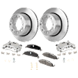 2-Wheel Set Rear Brake Kit With Calipers, Plain Surface 8 Lugs 357.89 mm Semi-metallic, Includes (2) Caliper, (2) Disc, and (1) Pad Set