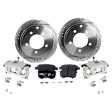 2-Wheel Set Rear Brake Kit With Calipers, Cross-drilled and Slotted 5 Lugs 262 mm Ceramic, Includes (2) Brake Caliper, (2) Brake Disc and (1) Brake Pad Set