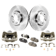 2-Wheel Set Front Brake Kit With Calipers, Plain Surface 5 Lugs 299.97 mm Ceramic FWD, Includes (2) Brake Caliper, (2) Brake Disc and (1) Brake Pad Set