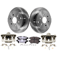 2-Wheel Set Rear Brake Kit With Calipers, Plain Surface 6 Lugs 286 mm Ceramic, Includes (2) Brake Caliper, (1) Brake Pad Set and (2) Brake Disc