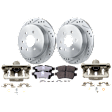 2-Wheel Set Rear Brake Kit With Calipers, Cross-drilled and Slotted 6 Lugs 286 mm Ceramic, Includes (2) Brake Caliper, (2) Brake Disc and (1) Brake Pad Set