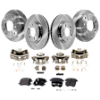 4-Wheel Set Front and Rear Brake Kit With Calipers, Plain Surface, 5 Lugs, Ceramic