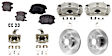 4-Wheel Set Front and Rear Brake Kit With Calipers, Plain Surface, 5 Lugs, Ceramic FWD