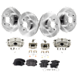 4-Wheel Set Front and Rear Brake Kit With Calipers, Plain Surface, 5 Lugs, Ceramic FWD