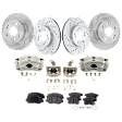 2008 Honda Accord - Front and Rear Brake Kit With Calipers, Natural Finish, Cross-drilled and Slotted, 5 Lugs, Front-281.94 mm/Rear-281.69 mm, FWD,  With Metal Piston, Supplied With Mounting Bracket, Ceramic