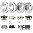 4-Wheel Set Front and Rear Brake Kit With Calipers, Plain Surface 6 Lugs Front-295.91 mm/Rear-286 mm Ceramic, Includes (4) Brake Caliper, (2) Brake Pad Set and (4) Brake Disc