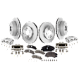 4-Wheel Set Front and Rear Brake Kit With Calipers, Plain Surface 6 Lugs Front-329.95 mm/Rear-329.69 mm Front-Ceramic/Rear-Semi-Metallic, Includes (4) Caliper, (4) Disc, and (2) Pad Set