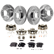 4-Wheel Set Front and Rear Brake Kit With Calipers, Plain Surface, 5 Lugs, Ceramic