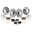 4-Wheel Set Front and Rear Brake Kit With Calipers, Plain Surface, 5 Lugs, Ceramic