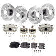 4-Wheel Set Front and Rear Brake Kit With Calipers, Plain Surface, 5 Lugs, Ceramic FWD