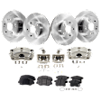 4-Wheel Set Front and Rear Brake Kit With Calipers, Plain Surface, 5 Lugs, Ceramic FWD