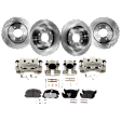 4-Wheel Set Front and Rear Brake Kit With Calipers, Plain Surface 6 Lugs Front-350.01 mm/Rear-320.04 mm Front-Ceramic/Rear-Semi-Metallic, Includes (4) Caliper, (4) Disc and (2) Pad Set