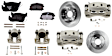 4-Wheel Set Front and Rear Brake Kit With Calipers, Plain Surface 6 Lugs Front-350.01 mm/Rear-320.04 mm Front-Ceramic/Rear-Semi-Metallic, Includes (4) Caliper, (4) Disc and (2) Pad Set
