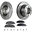 2016 Ram 2500 - 2-Wheel Set Rear Brake Disc and Pad Kit, Cross-drilled and Slotted, 8 Lugs, 358 mm, Semi-metallic, RWD, 5.7L 8Cyl, Includes (1) Brake Pad Set and (2) Brake Disc