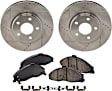 2-Wheel Set Front Brake Disc and Pad Kit, Cross-drilled and Slotted 302.6 mm Ceramic Pro-Line Series, Includes (1) Brake Pad Set and (2) Brake Disc