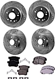 4-Wheel Set Front and Rear Brake Disc and Pad Kit, Cross-drilled and Slotted 5 Lugs Front-299.97 mm/Rear-281.94 mm Ceramic, Includes (4) Disc and (2) Pad Set