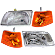 4-Piece Kit Driver and Passenger Side Halogen Headlight, Without bulb(s), OE Replacement, Includes (2) Headlight and (2) Turn Signal Light
