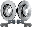 2-Wheel Set Front Brake Disc and Pad Kit, Plain Surface 5 Lugs 344.93 mm Semi-metallic Pro-Line Series, Includes (1) Brake Pad Set and (2) Brake Disc