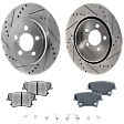 2-Wheel Set Rear Brake Disc and Pad Kit, Cross-drilled and Slotted 320.04 mm Ceramic Pro-Line Series, Includes (1) Brake Pad Set and (2) Brake Disc
