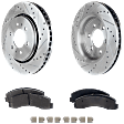 2-Wheel Set Front Brake Disc and Pad Kit, Cross-drilled and Slotted 6 Lugs 350.01 mm Semi-metallic Pro-Line Series, Includes (1) Brake Pad Set and (2) Brake Disc