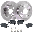 2-Wheel Set Rear Brake Disc and Pad Kit, Plain Surface 4 Lugs 260 mm Ceramic Pro-Line Series, Includes (2) Disc and (1) Pad Set