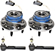 1999-2005 Pontiac Grand Am - 2-Wheel Set Front, Driver and Passenger Side Wheel Hub, 5 Lugs, With Bearing, With Sensor, FWD, includes (2) Tie Rod End and (2) Wheel Hub