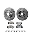 2-Wheel Set Front Brake Disc and Pad Kit, Cross-drilled and Slotted 300 mm Ceramic Pro-Line Series, Includes (2) Brake Disc and (1) Brake Pad Set