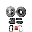2-Wheel Set Front Brake Disc and Pad Kit, Cross-drilled and Slotted 300 mm Ceramic Pro-Line Series, Includes (2) Brake Disc and (1) Brake Pad Set