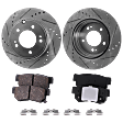 2-Wheel Set Rear Brake Disc and Pad Kit, Cross-drilled and Slotted 282.96 mm Ceramic Pro-Line Series, Includes (2) Disc and (1) Pad Set