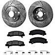 2-Wheel Set Front Brake Disc and Pad Kit, Cross-drilled and Slotted 303 mm Ceramic Pro-Line Series, Includes (2) Disc and (1) Pad Set