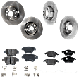 4-Wheel Set Front and Rear Brake Disc and Pad Kit, Plain Surface 5 Lugs Front-311.91 mm/Rear-272.03 mm Organic Pro-Line Series, Includes (4) Disc and (2) Pad Set