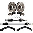 8-Piece Kit Front, Driver and Passenger Side Axle Assembly with Brake Discs, Brake Pad Set, and Control Arms, Standard Transmission, 5 Lugs, FWD