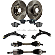 7-Piece Kit Front, Driver and Passenger Side Axle Assembly - New 7-Piece Kit, 2.3L, 4Cyl, Includes (2) Brake Disc, (1) Brake Pad Set, (2) Control Arm and (2) Axle Assembly